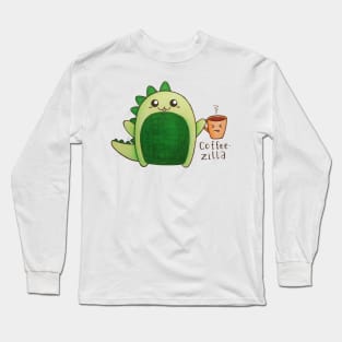 Coffeezilla - Kawaii Dinosaur with a Caffeine Addiction Long Sleeve T-Shirt